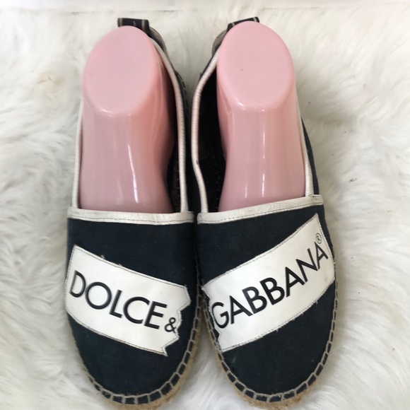 Dolce & Gabbana Canvas Slip On Loafers Blue & White Mens Size 6 main image 4